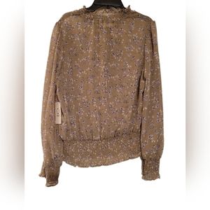 Trendy IS, Floral Ruffled Georgette Top, SZ L, NWT